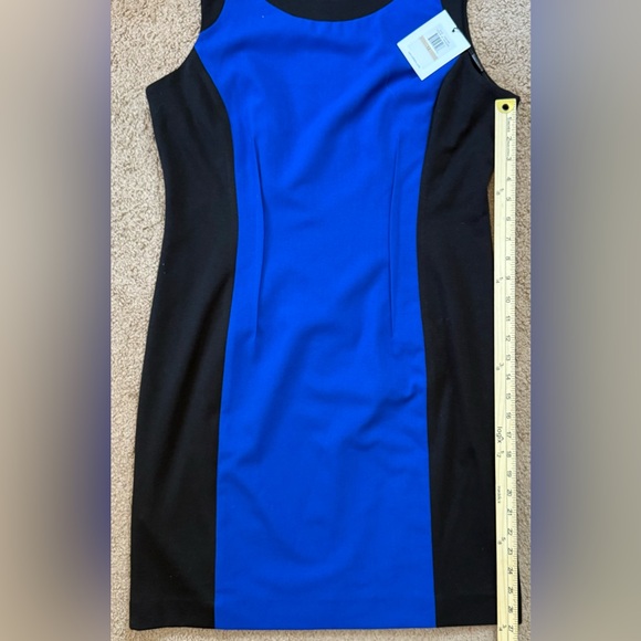 NWT Calvin Klein Blue/Black Color Block Sleeveless Cocktail Dress Size 12 - Picture 4 of 6